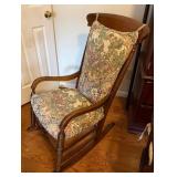 Wooden Rocking Chair w/Upholstered Cushions