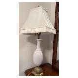 White Ceramic Table Lamp w/ Brass Base