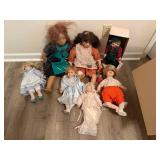 Porcelain and Cloth Dolls Group