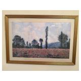 Framed Claude Monet Poppy Field, Giverny Print