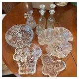 Pressed Glass Bowls Dishes w/ Decanters Assortment