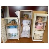 Three Porcelain Collector Dolls w/ Boxes