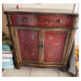 Hand-Painted Wood Cabinet w/ Floral Panels