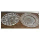 Pressed Glass Deviled Egg Plate & Serving Platter