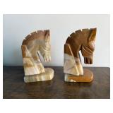 Onyx Marble Horse Head Bookends Pair