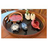 Ceramic Swan and Duck Planters w/ Tray