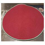 Round Braided Red Rug w/ Green Border