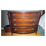 Bow Front Four Drawer Mahogany Dresser