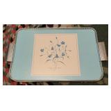 Metal Serving Tray w/ Blue Campanula Design