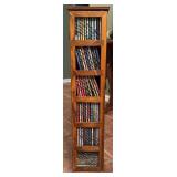 Wood CD Storage Tower w/ Glass Door