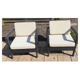 2pc Outdoor Wicker Armchairs w/Cushions