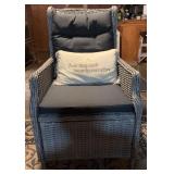 Wicker Recliner Armchair w/Cushions