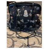 Tapestry Handbag w/ Dog Pattern and Heart Charms