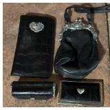 Black Leather Accessory Cases w/ Silver