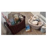 Beach House Decor Basket w/ Shells, Candle, Sign