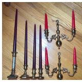 Brass Candle Holders w/ Sconces