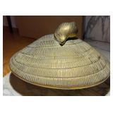 Vintage Solid Brass Clamshell Trinket Dish