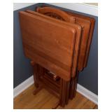4 Wooden Folding TV Trays w/ Stand