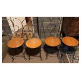 4pc Wrought Iron Ice Cream Parlor Chairs