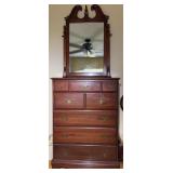 Chippendale-Style Chest of Drawers w/Scroll Mirror