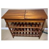 Wooden Wine Rack Server Table w/Hinged Top