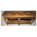 Parquet Inlay Wooden Two-Tier Console Table