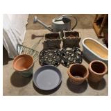 Garden Planter Pot Lot w/ Watering Can