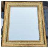 Gold Gilt Wood Beaded Frame w/ Mirror 22 x 26'