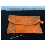Orange Studded Clutch Bag