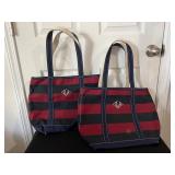 Two Striped Canvas Totes
