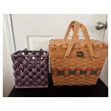 Wicker Basket and Purple Vase Set 10