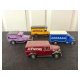 4 JCPenney Die-Cast TrucksApprox. 4.5"