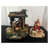Vtg Nativity Scene With Figurines 6