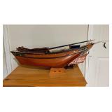 Vtg Wooden Model Boat Ship Display34×10
