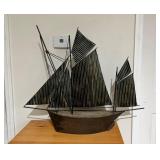 Vtg Metal Sailboat Sculpture31×26