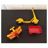 Vtg Toy Plane, Wagon, Scooter6.25×5