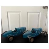 Vtg Tin Model Blue Race Cars 12.5