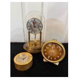 Vtg Brass and Glass Clock Collection9"
