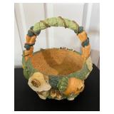 Vtg Vegetable-Themed Ceramic Basket 10