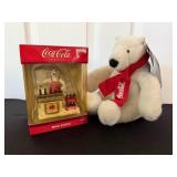 Coca-Cola Mini Clock and Plush Bear7"