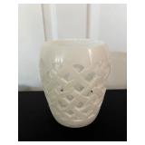 White Carved Alabaster Vase Design 6