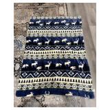 Vtg Blue Nordic-Themed Blanket 50"x70"