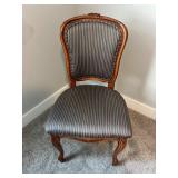 Vtg Wooden Chair w/Striped Upholstery 21"x18"x39.5