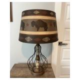 Buffalo Motif Lamp With Metal Base 18"x30.5"