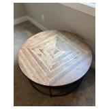 Round Wood and Metal Coffee Table 38"x18"