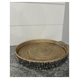 Round Decorative Wooden Tray 14"x1.5"