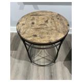 Round Wood and Metal Accent Table 22"x25.5"