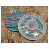 Striped and Dotted Divided Plates14"