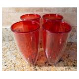 4 Red Double-Wall Tumblers7"