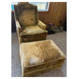 Velvet Armchair w/Ottoman